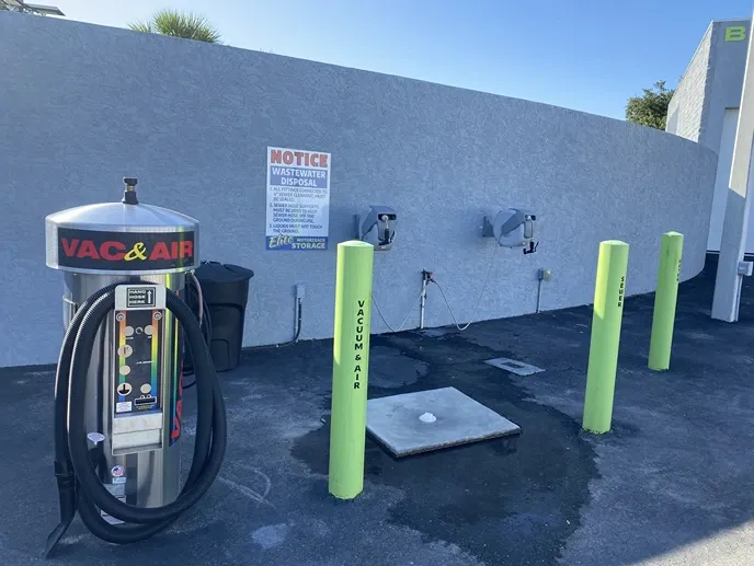 Car vacuum station at Elite Motorcoach Storage.