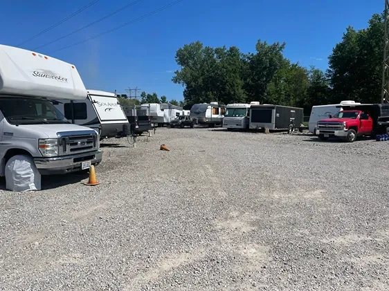 Outdoor vehicle storage at French Creek Self Storage facility.