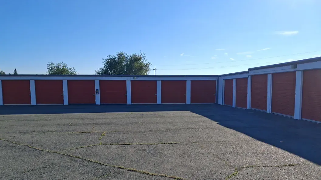 Outdoor storage units at Garden Drive Mini Storage.