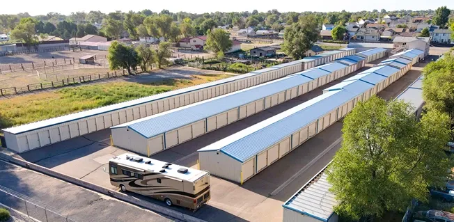 Aerial view of Osprey Storage Thatcher facility with parked RV.