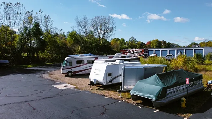 Outdoor vehicle storage at Osprey Storage Portage facility.