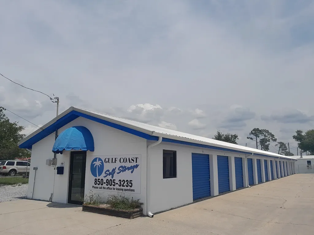 Wide paved lanes between storage buildings at Gulf Coast Self Storage Sherman Ave.
